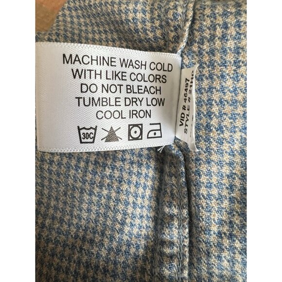 Orvis Fairbanks Shirt Mens Medium Button Up Houndstooth Blue Cream Soft Cotton - Picture 11 of 15